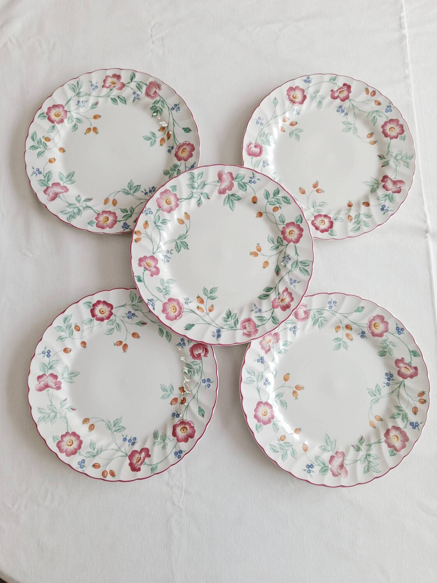 Set of 5 flat plates Churchill, Briar Rose