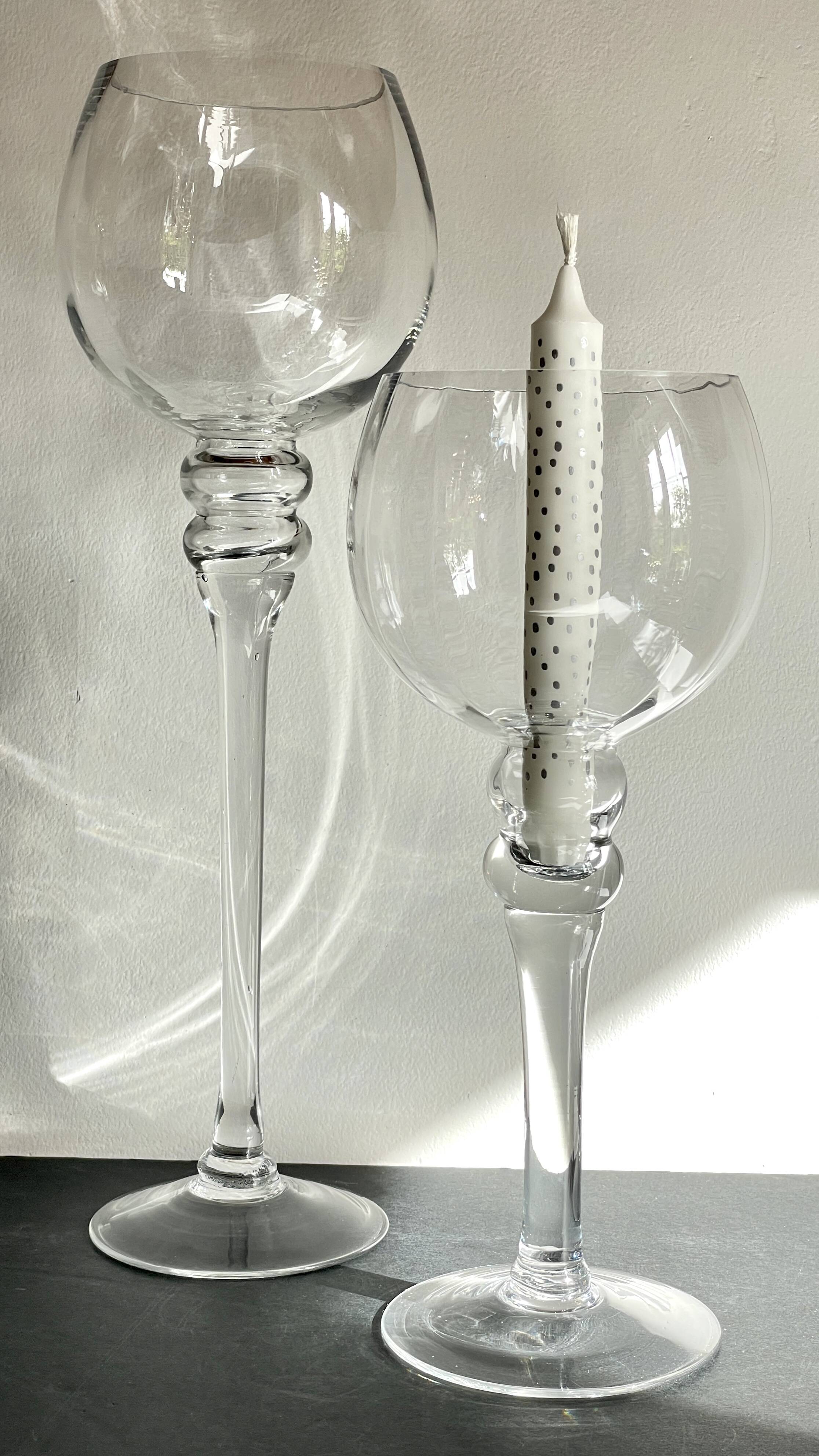 Duo of xl tealight holders in vintage crystal