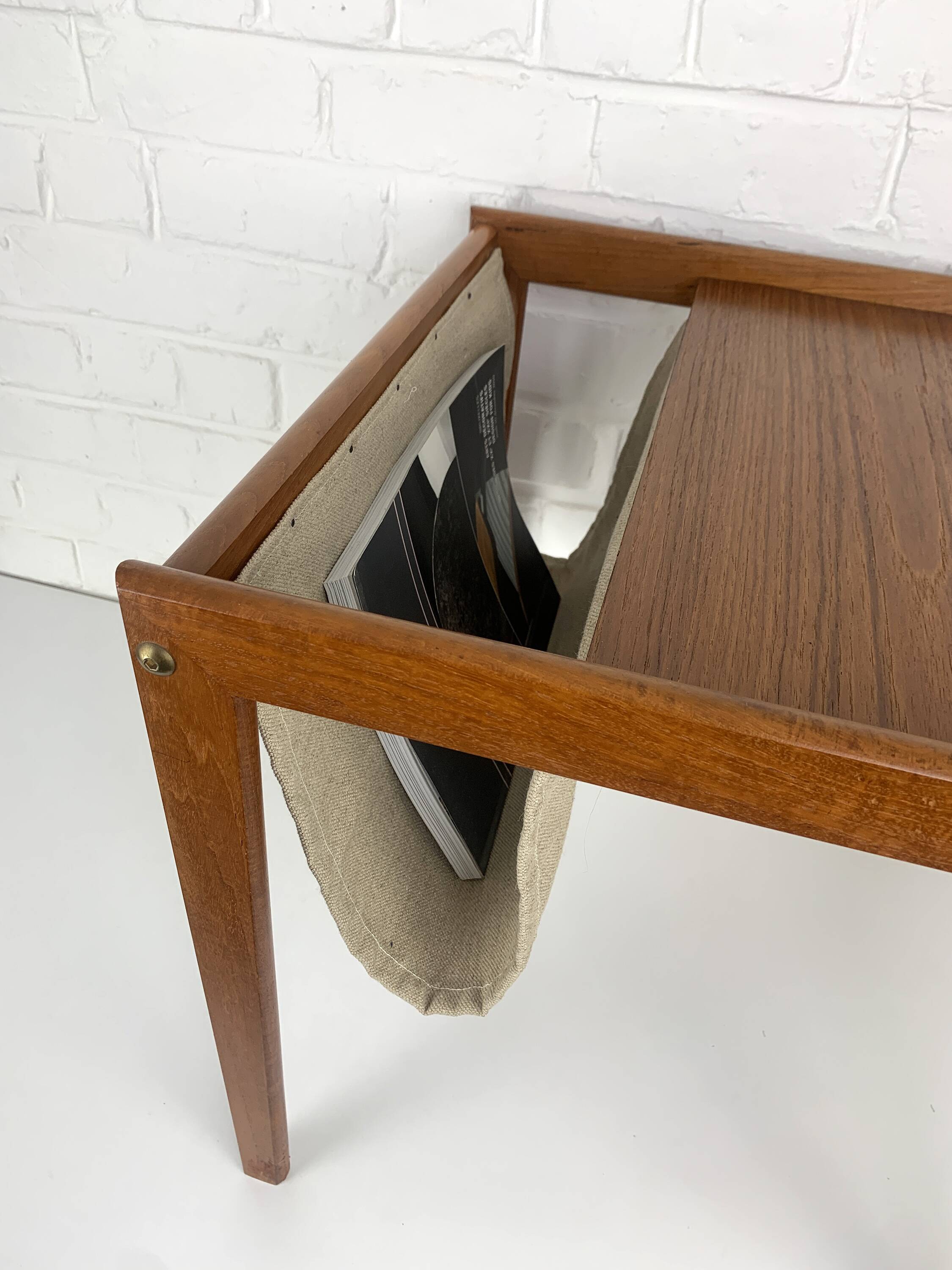 Danish teak side table with magazine rack, 1960s
