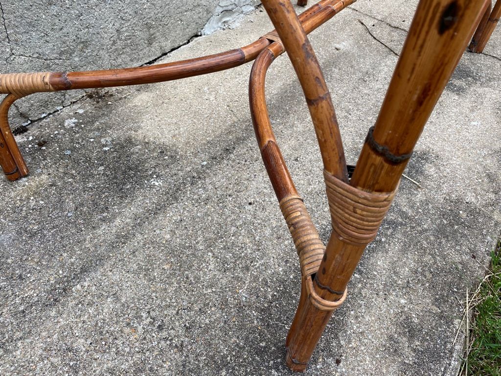 Vintage rattan dining table 70s