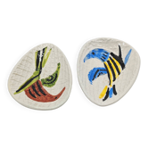 Pair of bird bowls by Alessio Tasca, Italian ceramist.