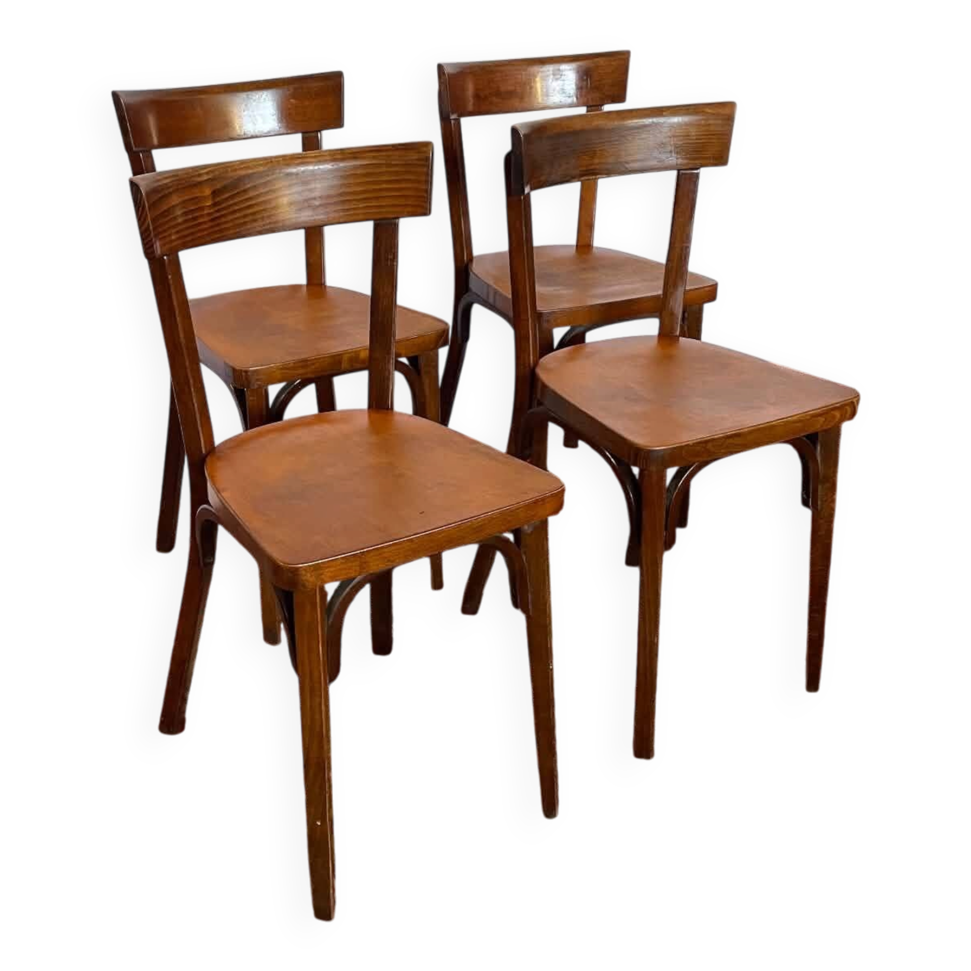 Set of 4 vintage Baumann wooden chairs – Bistro style