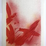 Jean bazaine, monograph in red, 1975. original lithograph