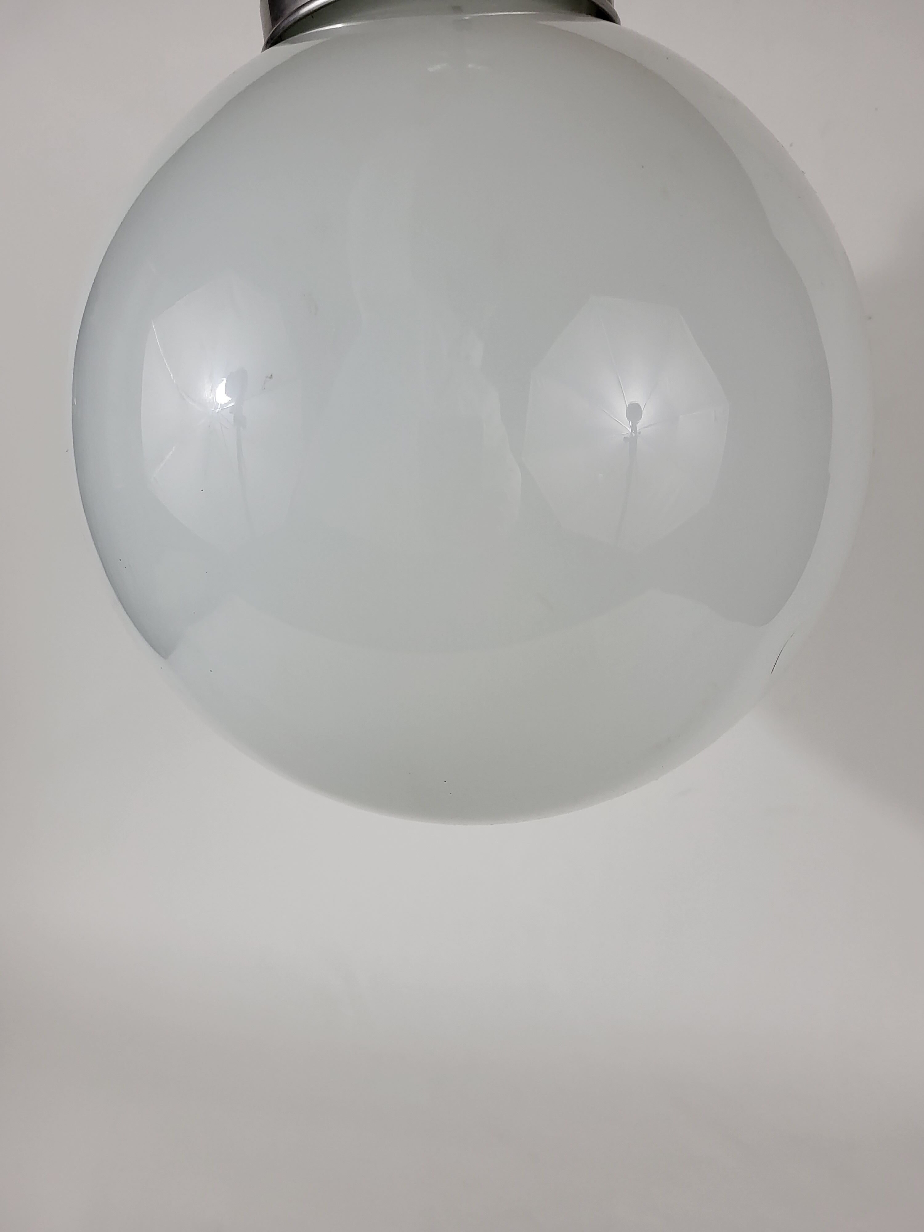 Art deco opaline glass globe pendant lamp