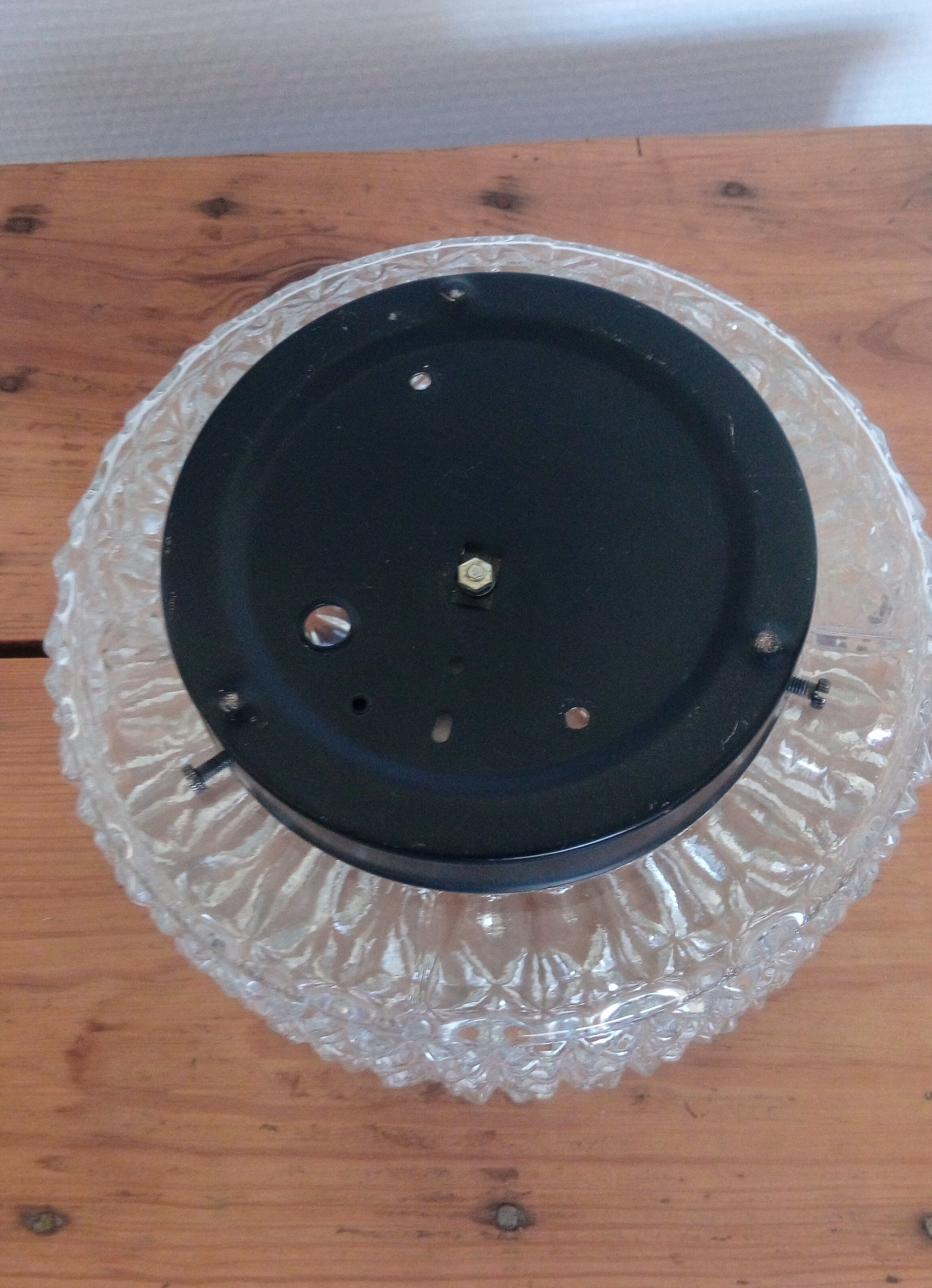 Ceiling / wall light round metal and glass - 50s