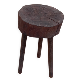 Vintage brutalist wooden stool