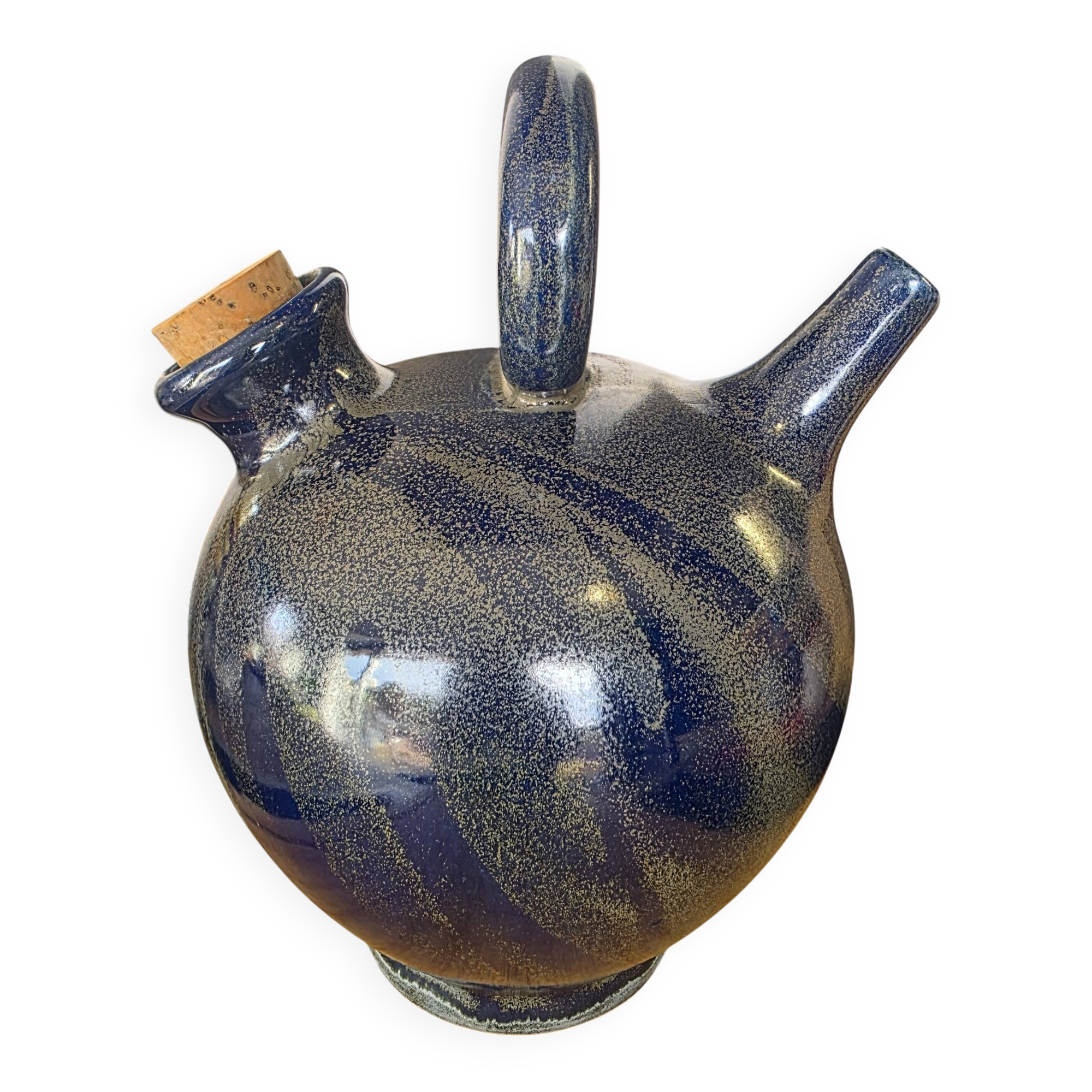 Chevrette Grès d'Art Rasteau Poet-Laval - Bleu Émaillé - 25cm