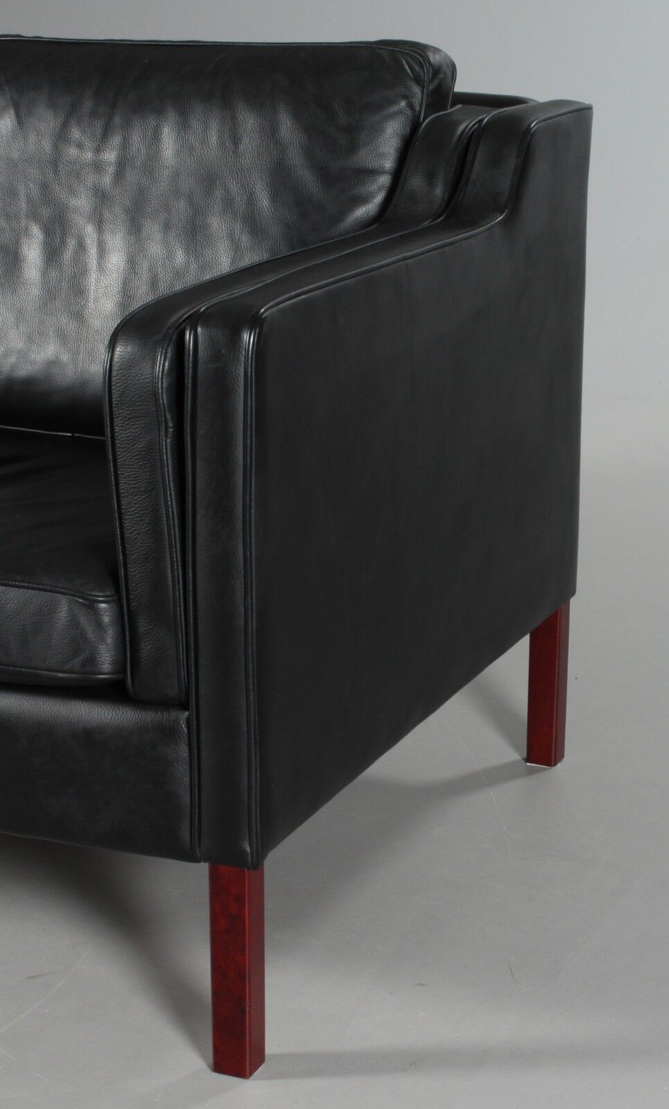 vintage danish mid century stouby 2 person sofa in black leather