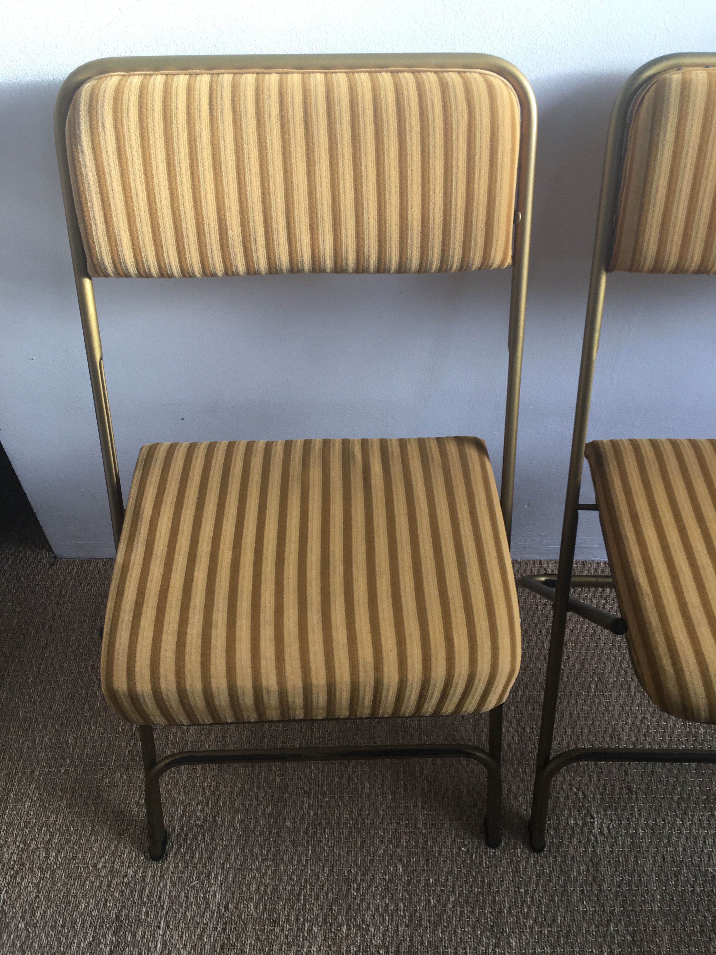 Paire de chaises Lafuma velours moutarde vintage 60/70’s