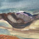 Old painting oil on canvas mountain and shepherd