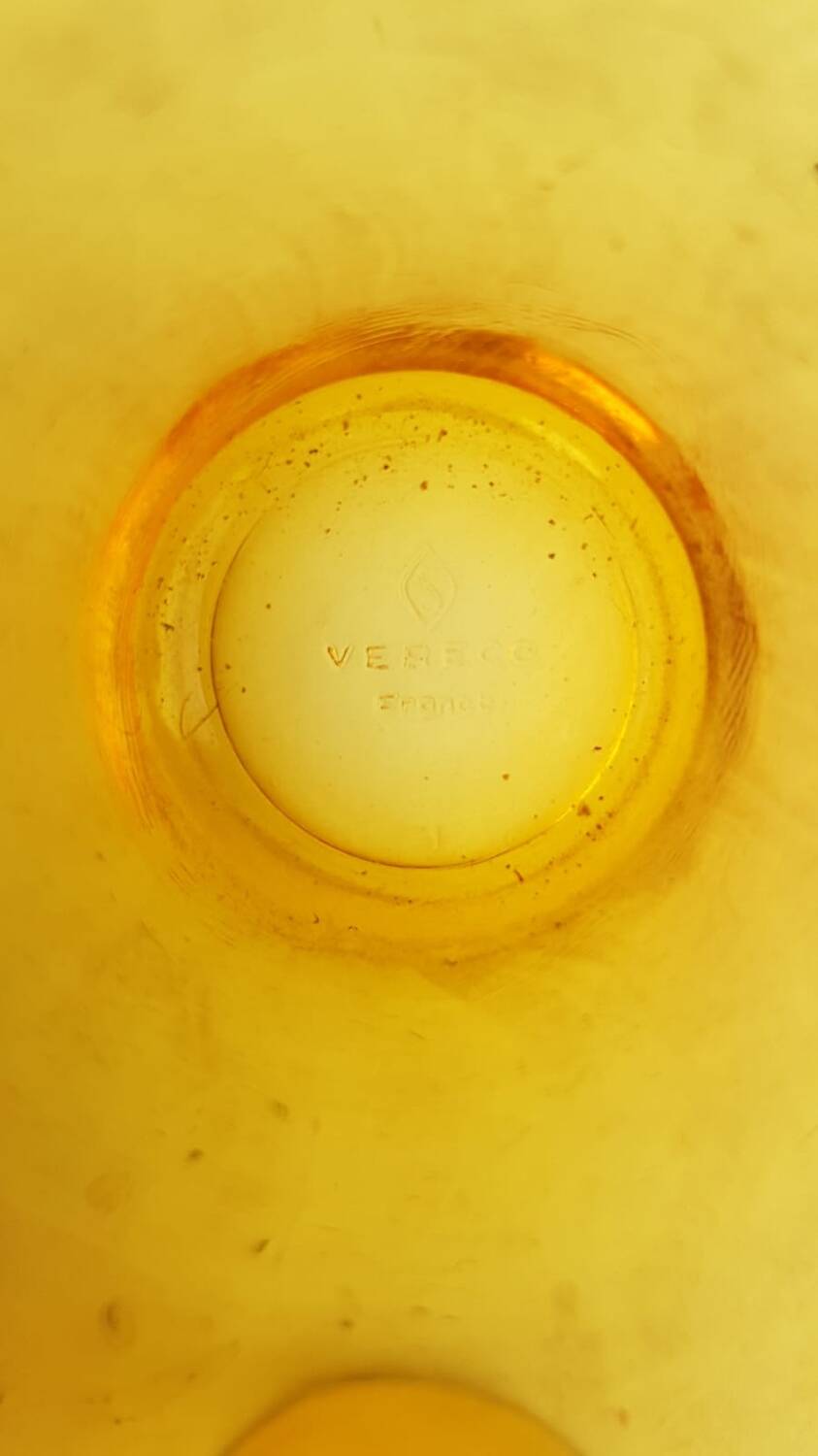 Old orangeade service blown glass carafe + 5 vintage verico glasses #a680