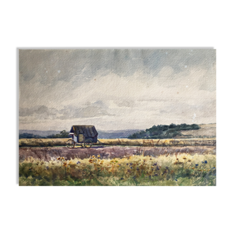 Table Aquarelle XIX "Landscape to the trailer"