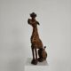 Statue de lévrier en bois sculpté à la main - XXe siècle