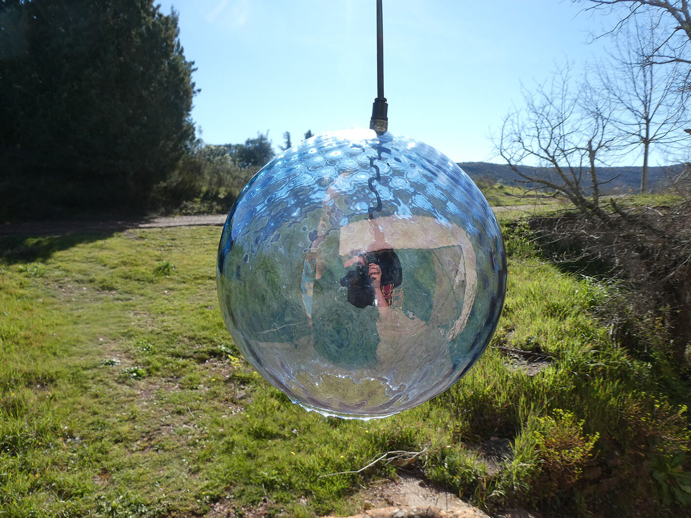 Vintage blue glass suspension