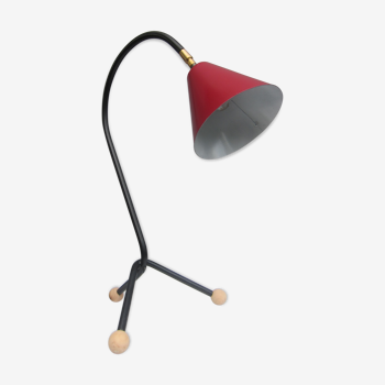 Lampe de chevet tripode Spoutnik rouge