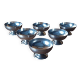6 vintage stainless steel ice cream cups, France