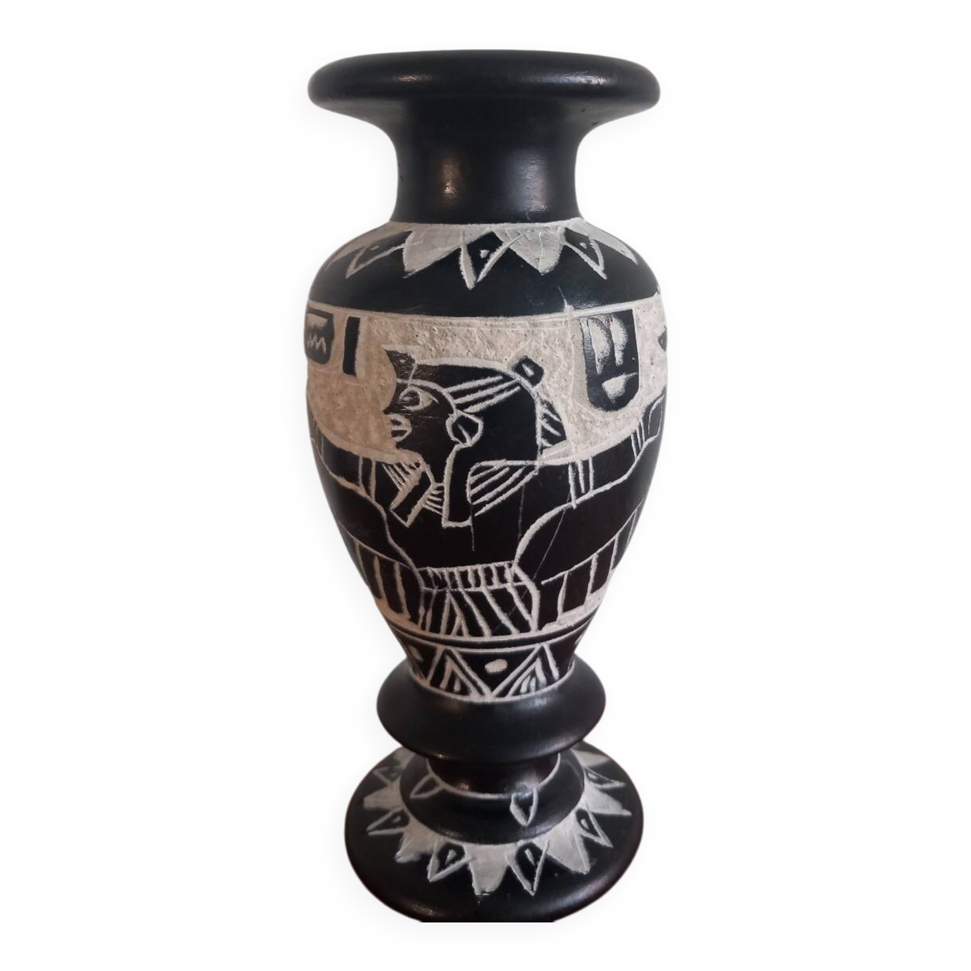 Neo-Egyptian Vase Style – Relief Portraits of Isis and Horus – H 18cm