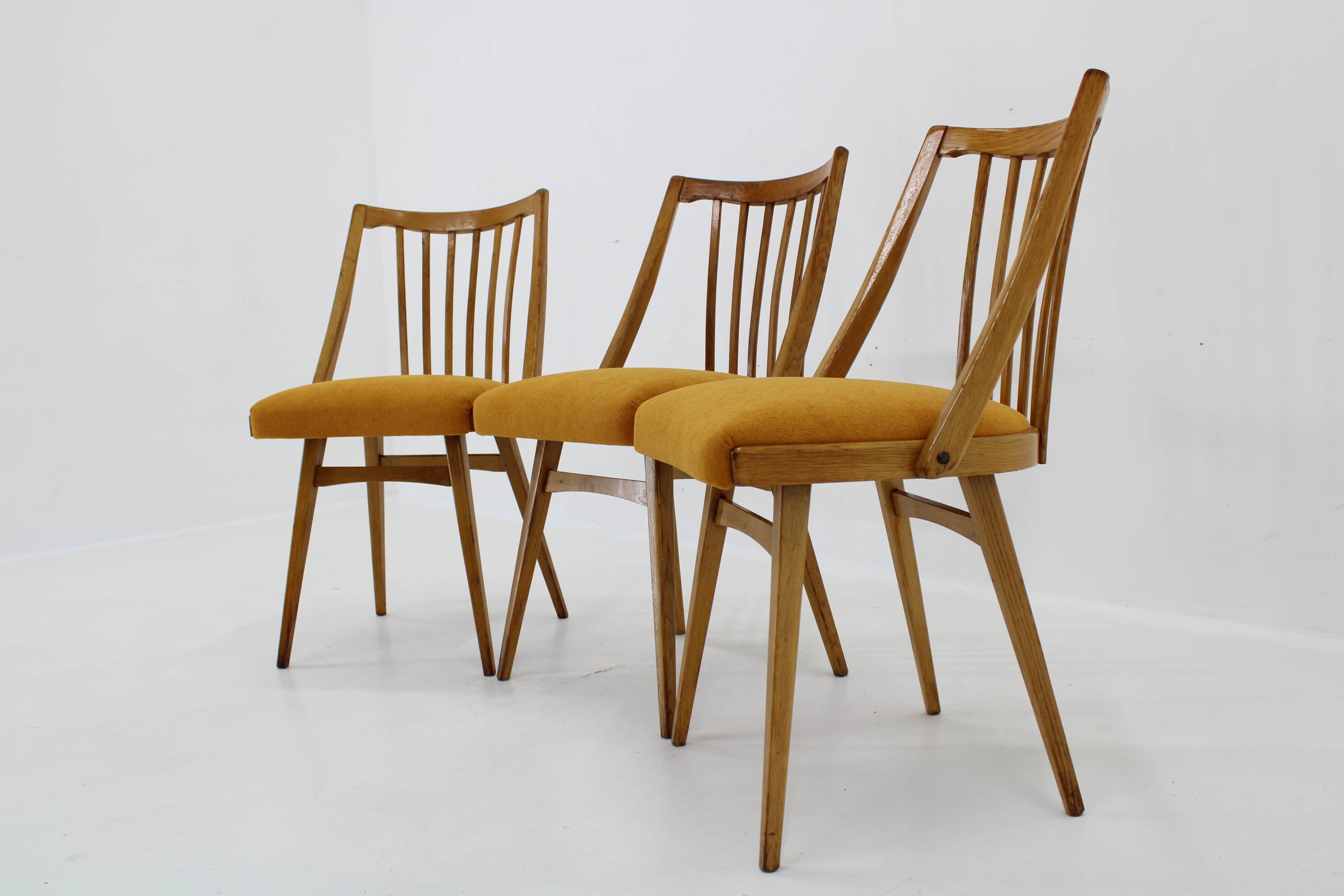 1960s Antonin Suman Oak Chair, Set of Three