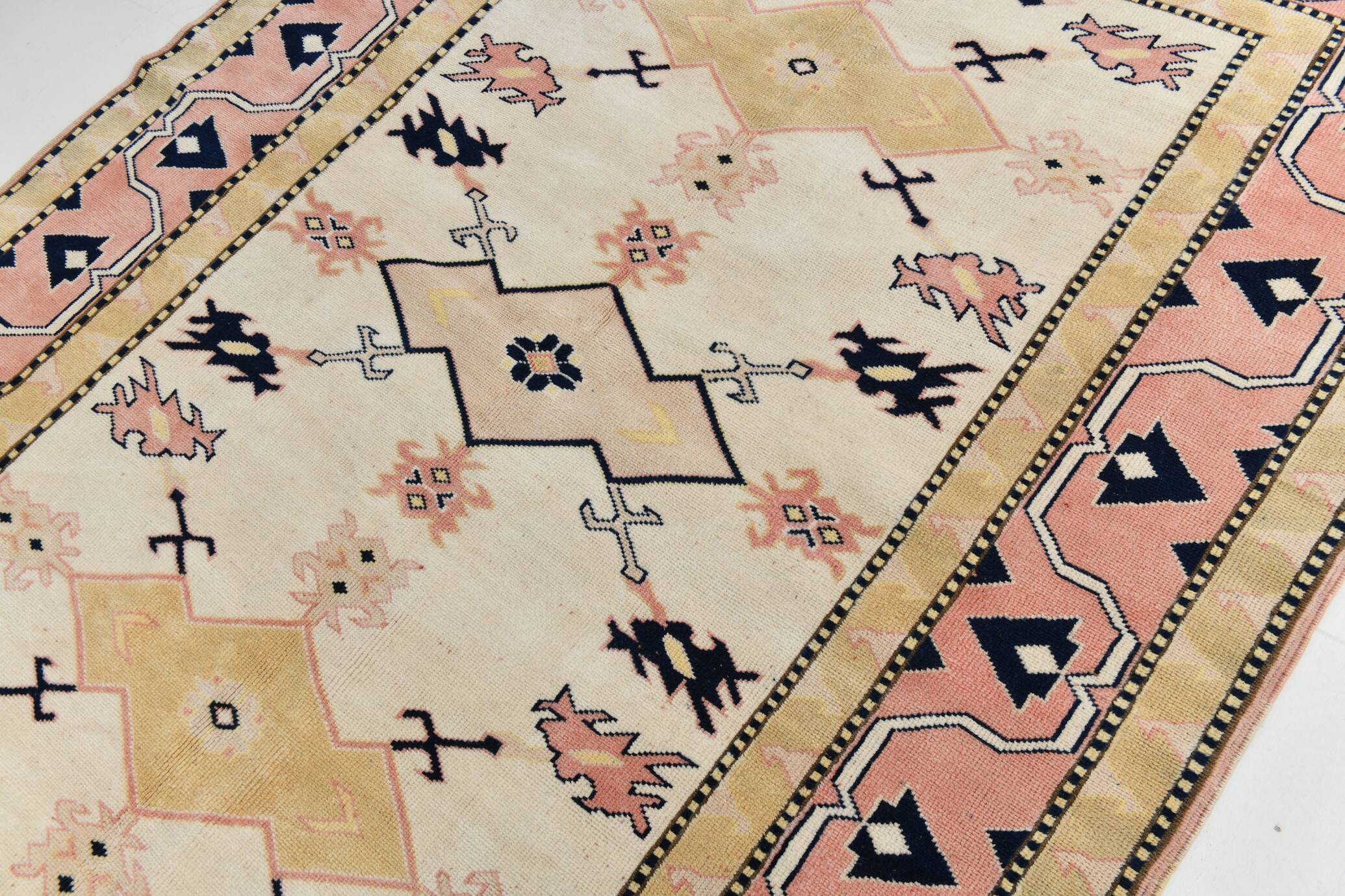 6x8 Pink & Navy Blue Oriental Vintage Rug, 186x247Cm