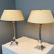 Pair of table lamps, Corinthian columns, silver-plated, England, 1970s