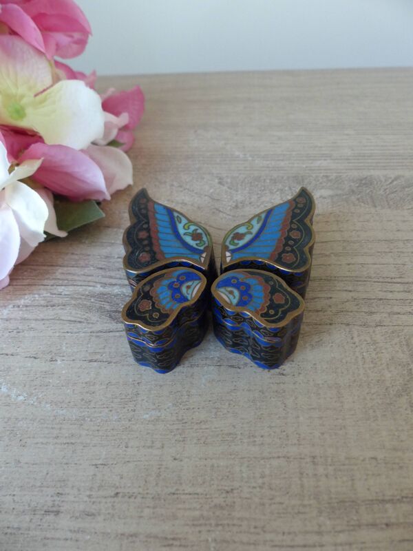 Ancienne boîte papillon chinoise en cloisonné puzzle – Émail