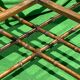 Midcentury Spanish "faux bamboo" coffee tray table with brass top