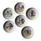 6 Barberousse porcelain plates creation by A.Deshoulieres France