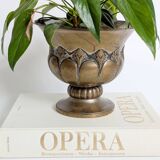Cache-pot vintage en laiton avec piédestal