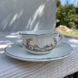 Vintage set of 5 porcelain plates and 5 cups – Digoin Sarreguemines