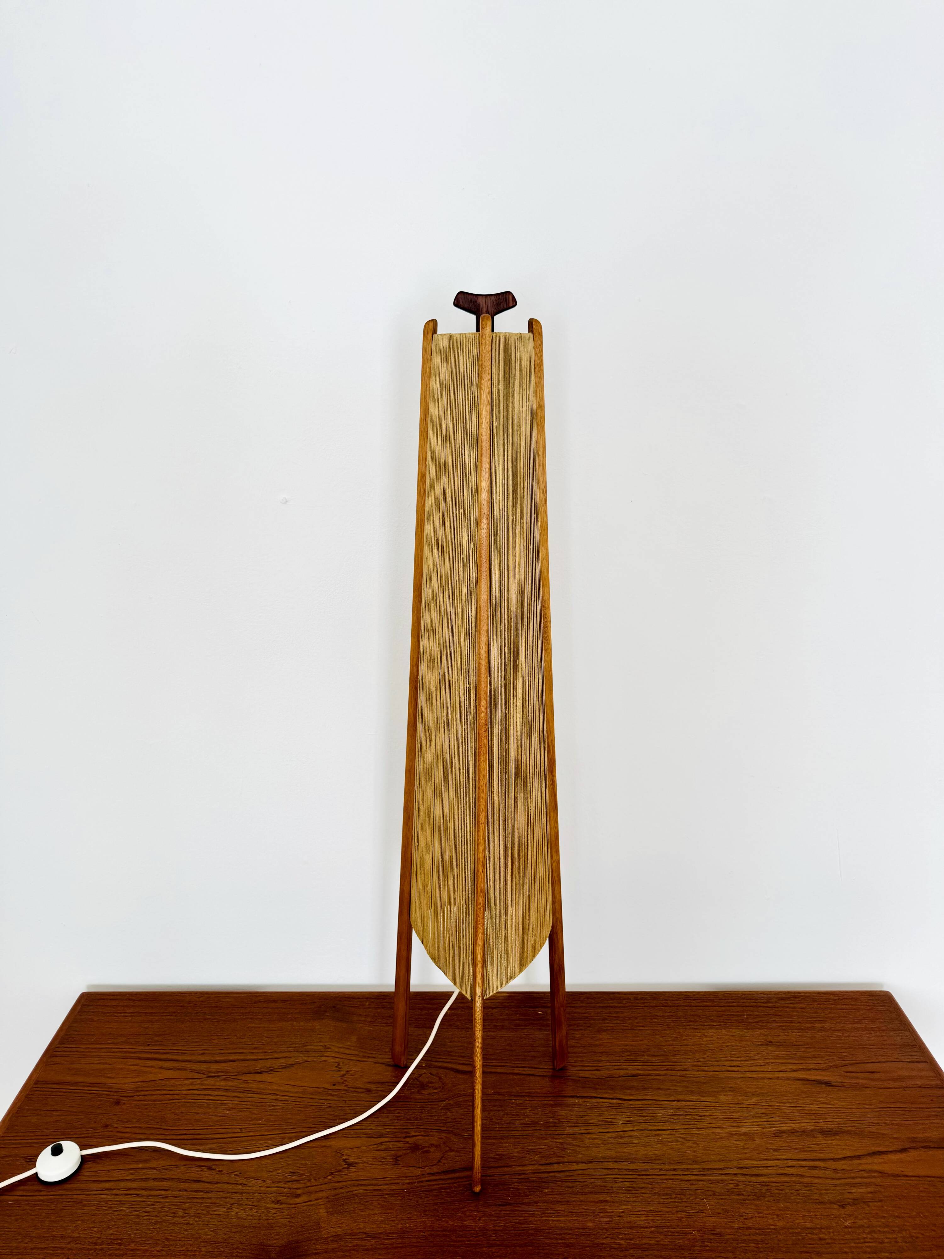 Sisal and Teak Floor Lamp by Temde