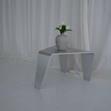 Sculptural Brushed Aluminum Side Table, Minimalist Contemporary Design