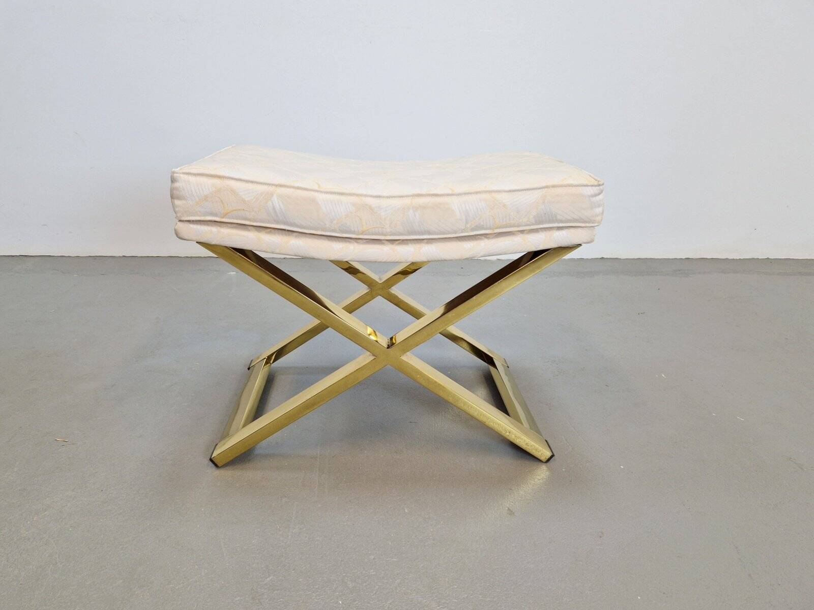 Vintage Regency Brass Cross Stool, Italy, 1970s