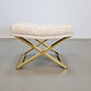 Vintage Regency Brass Cross Stool, Italy, 1970s