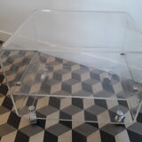 David Lange coffee table on wheels Plexiglas hifi furniture