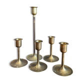 Set 5 bougeoirs laiton vintage