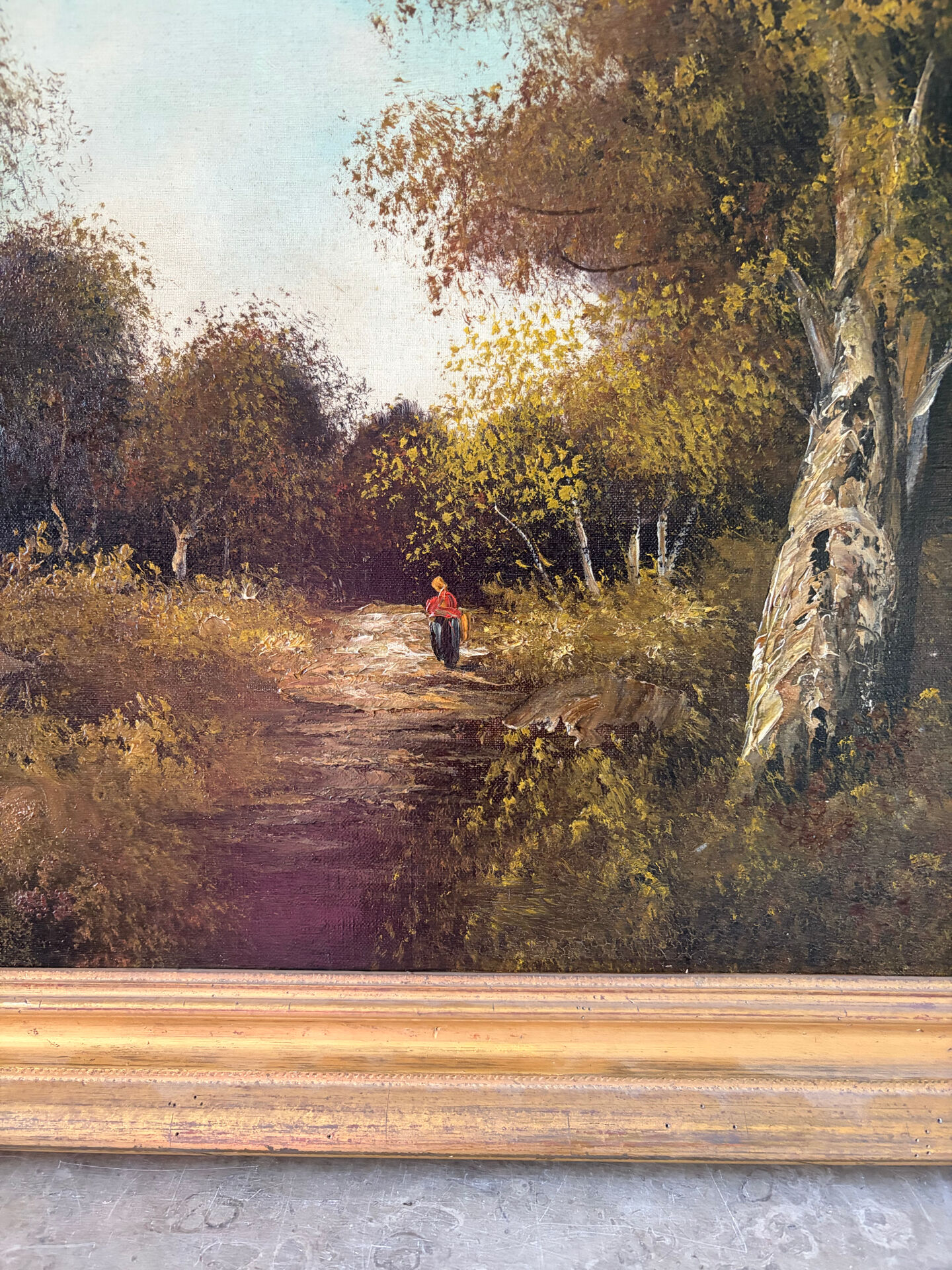 Balade en forêt, huile sur toile