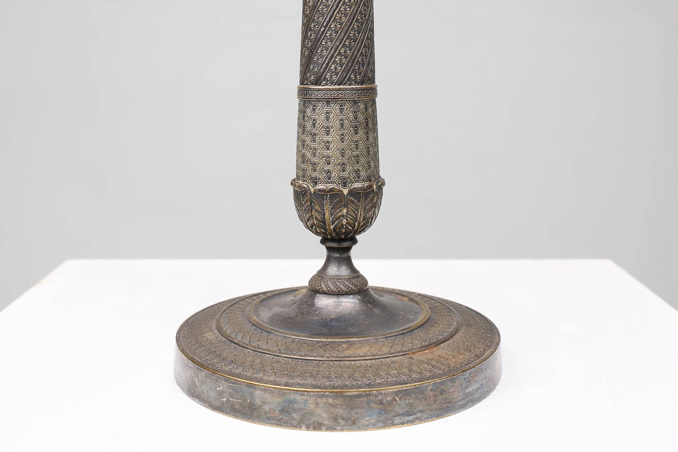 Large silver plated copper candlestick, France ca. 1900