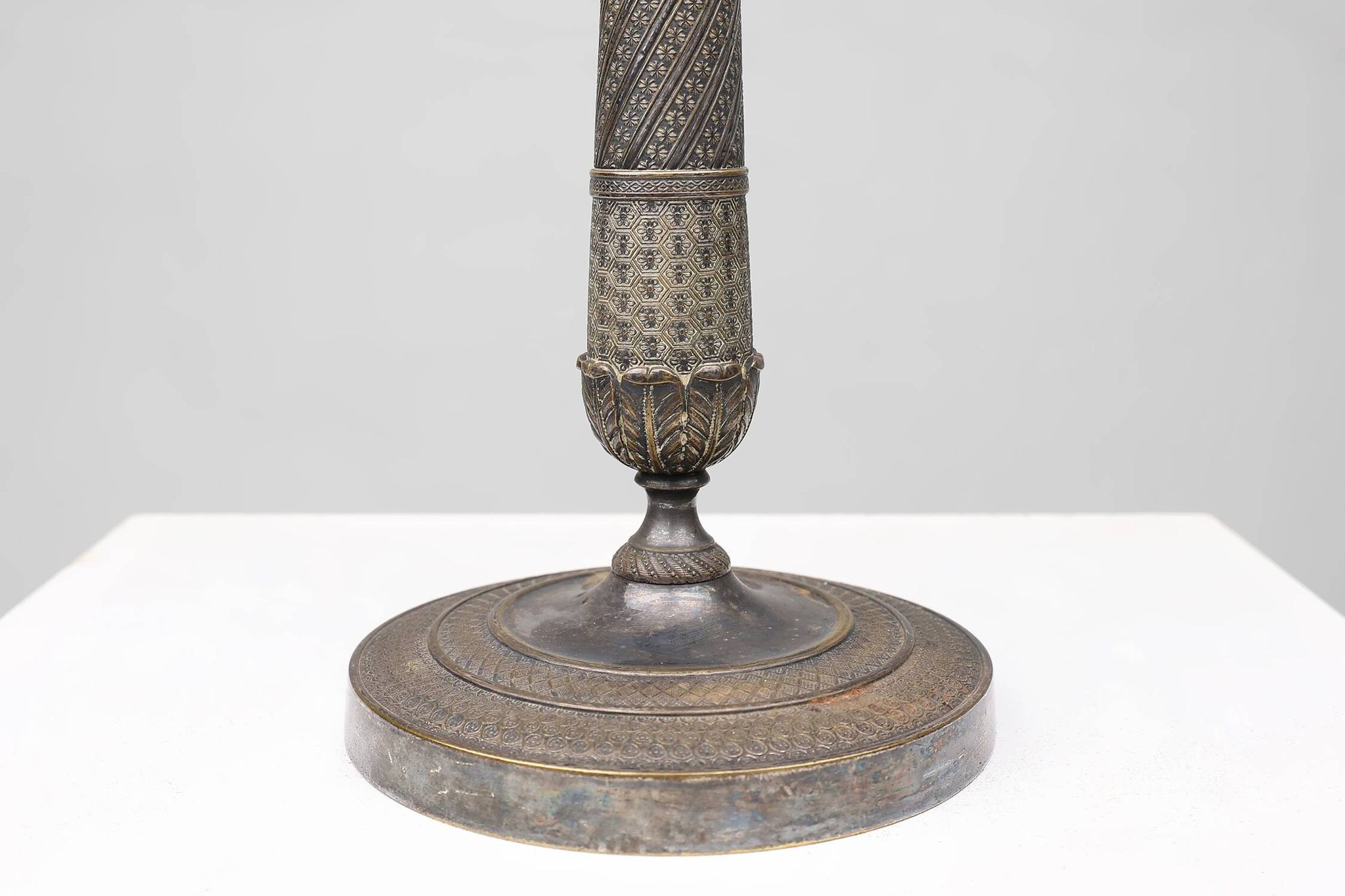 Large silver plated copper candlestick, France ca. 1900