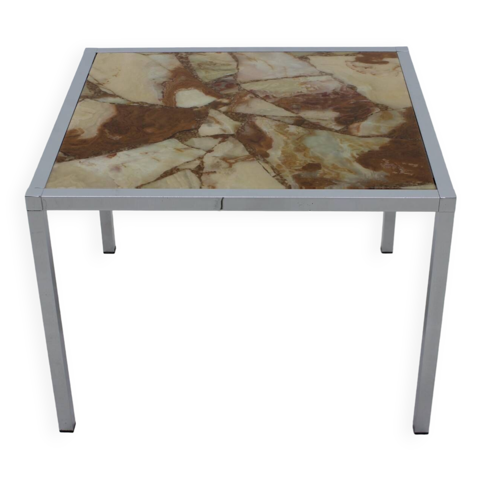 1980s Resin and Stone Chrome Plated Coffee Table, Germany