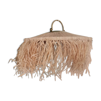 Suspension in brass and natural raffia
