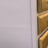 Vintage powder pink compass leg chest of drawers from the 1950s