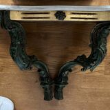 Console en bois sculpté et marbre gris