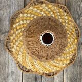 Woven wicker pendant light