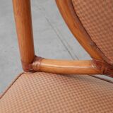 Set of 6 bamboo dining room chairs with geometric upholstery by Gasparucci