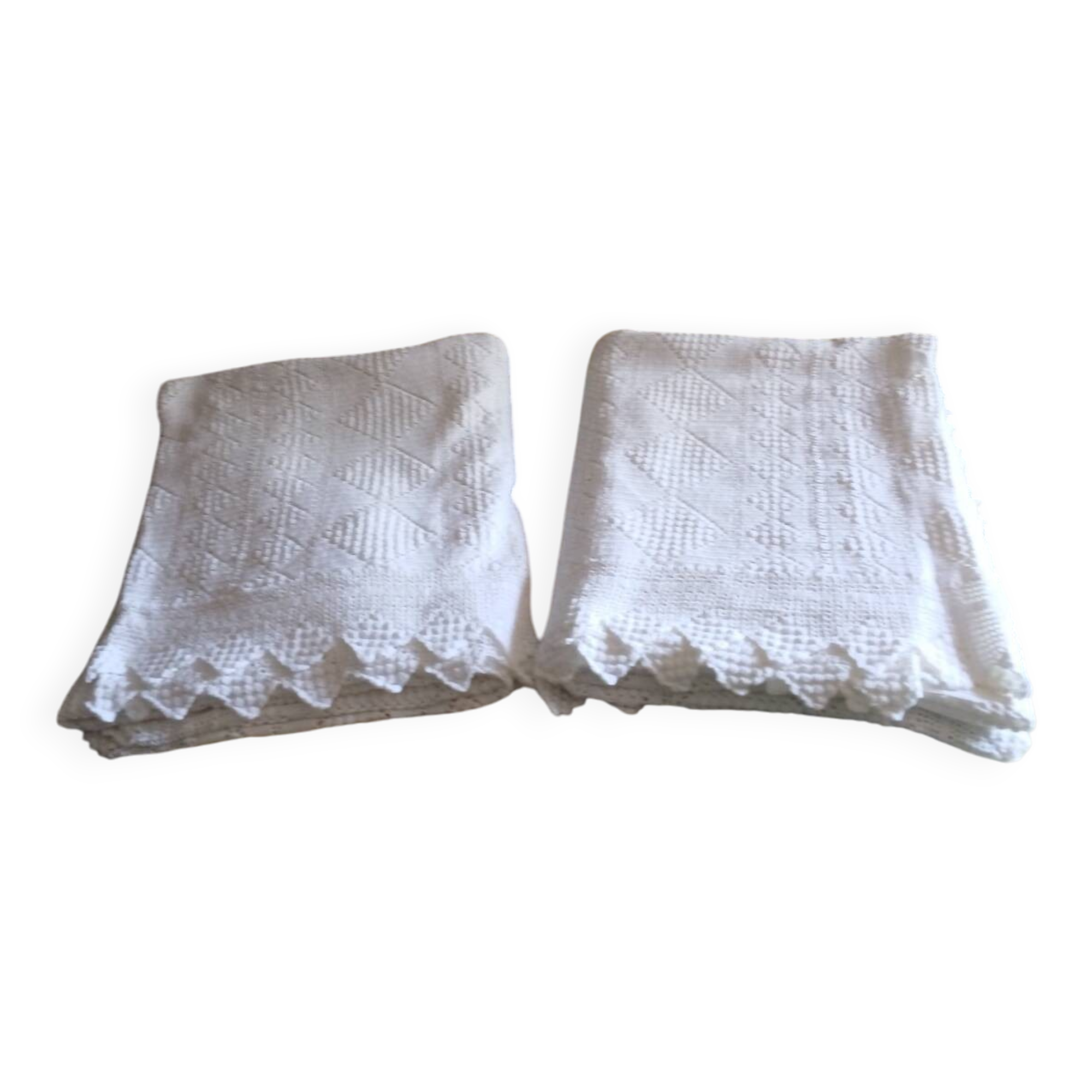 2 antique crochet bedspreads