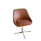 Vintage swivel office chair in cognac faux leather – 1970s