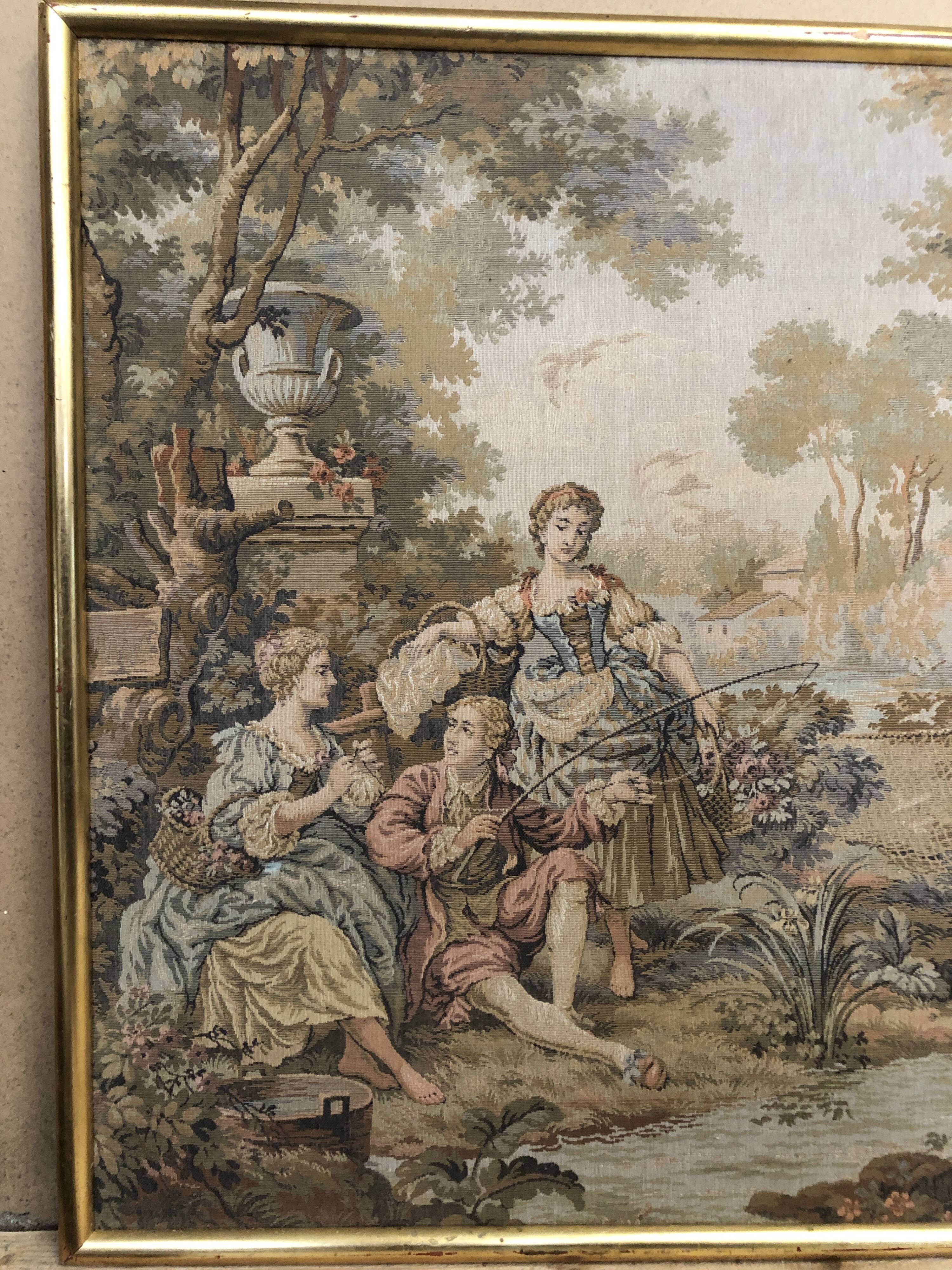 Gobelins tapestry “Mrs. demainnon’s fishing trip” vintage