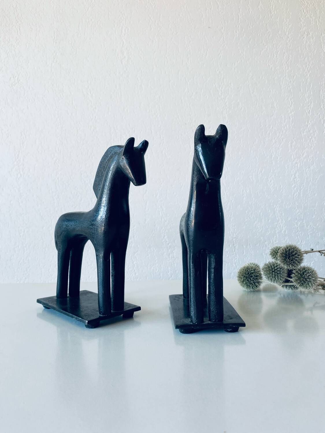 Pair of iron horse bookends