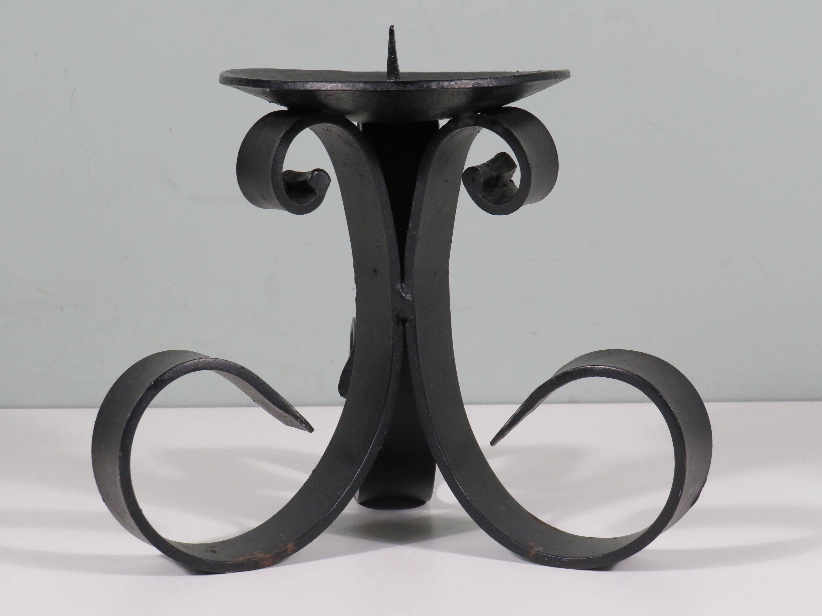 Hand forged vintage candlestick for large candle.