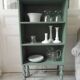 Small vintage bookcase enhanced in smoky green